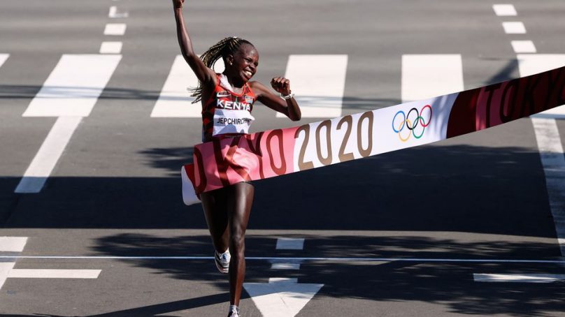 Kenya’s Jepchirchir destroys a strong field of women marathoners to bag gold in Tokyo