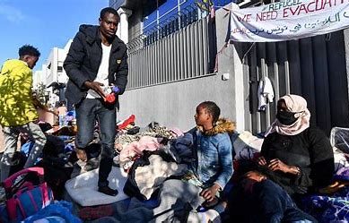 African migrants stage protest at UNHCR office in Tunisia to demand evacuation to alternative countries