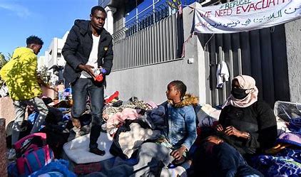African migrants stage protest at UNHCR office in Tunisia to demand evacuation to alternative countries