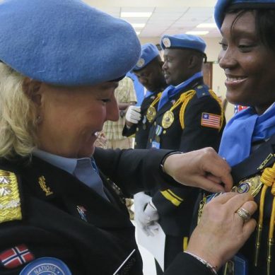 Nine Liberian peacekeepers serving in South Sudan honoured by the United Nations mission