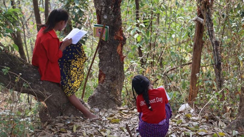 In some parts of Myanmar teachers and students regularly hide in the forest for days to attend school