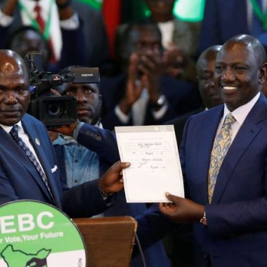 Kenya’s elections agency declares Ruto president-elect at event skipped by his boss President Kenyatta