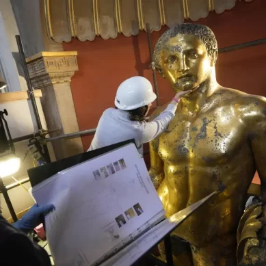 Vatican experts uncovering gilded glory of Roman god of strength statue hit by lightning