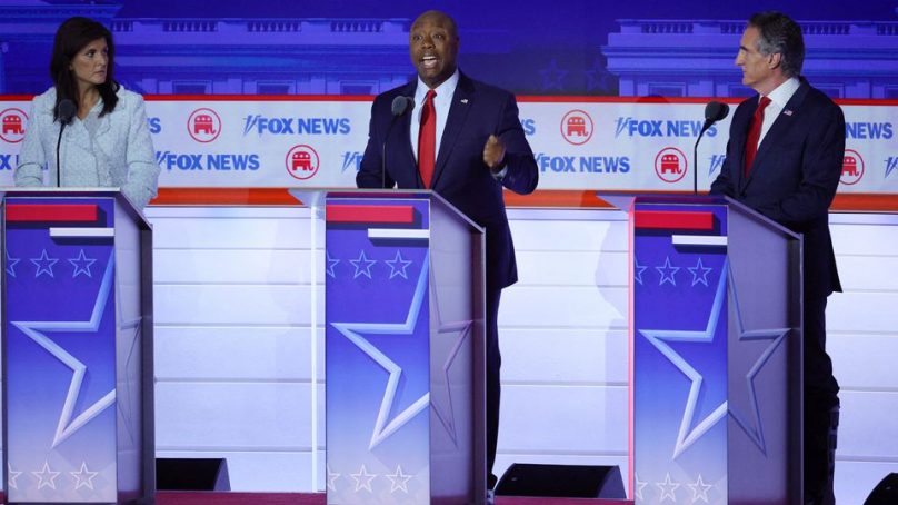 Curtains, sleeping with teachers: 2024 Republican debate takes strange turns, props up Trump