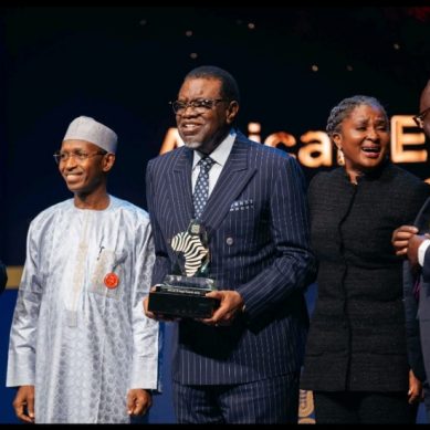 Namibian President Geingob scoffs at critics after award by oil industry at Africa Energy Week