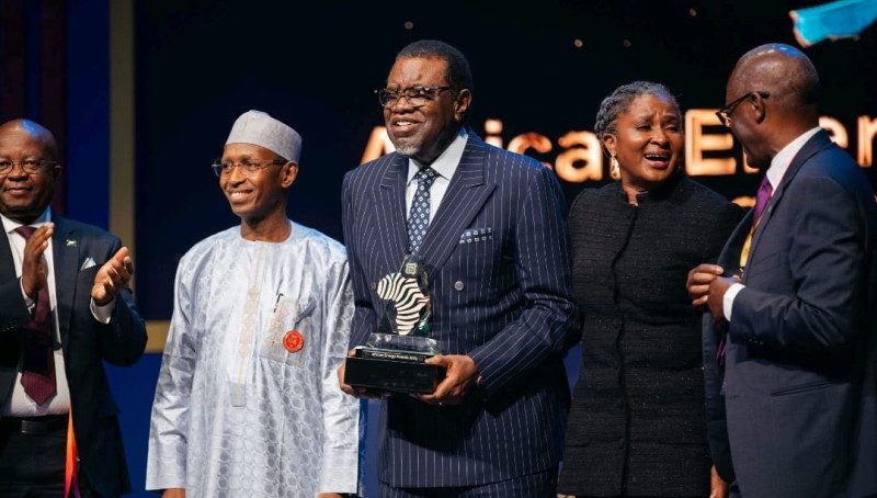 Namibian President Geingob scoffs at critics after award by oil industry at Africa Energy Week