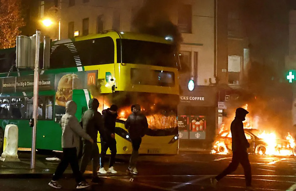 Riots erupt in Irish capital, Dublin, after children are stabbed in suspected anti-immigrant protests