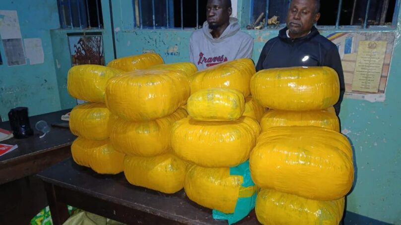 Kenyan driver, Uganda nabbed with 23 packs of weed as they tried to dodge police check in Kisumu