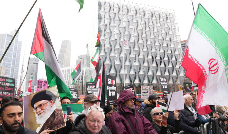 Campaign for Nuclear Disarmament and the Stop the War Coalition join protesters in London in support of pro-Palestine groups