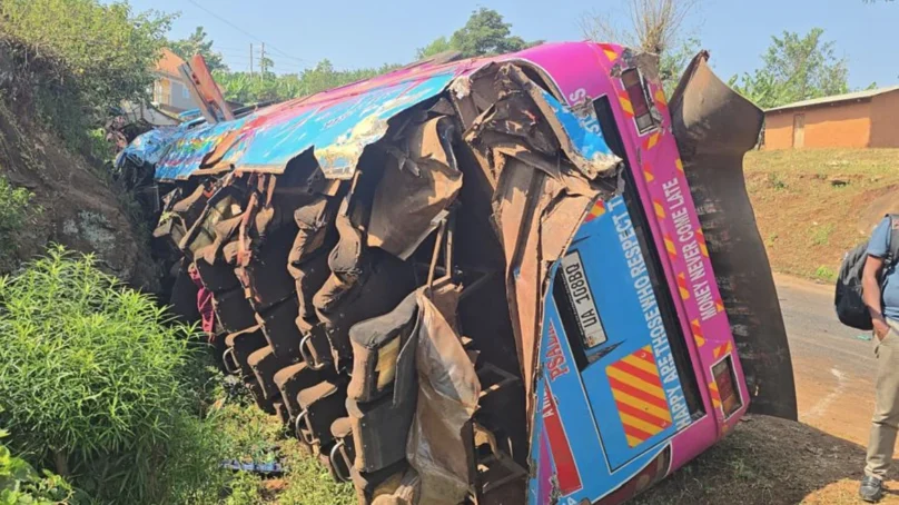 More than 20 pupils and an adult die in school bus accident at Kapchorwa in eastern Uganda after driver loses control
