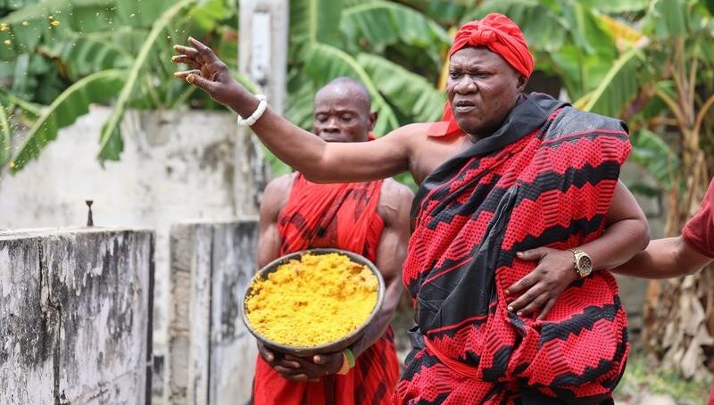 Hundreds of Ghana’s Ga ethnic community assembled in capital Accra to celebrate annual Homowo festival